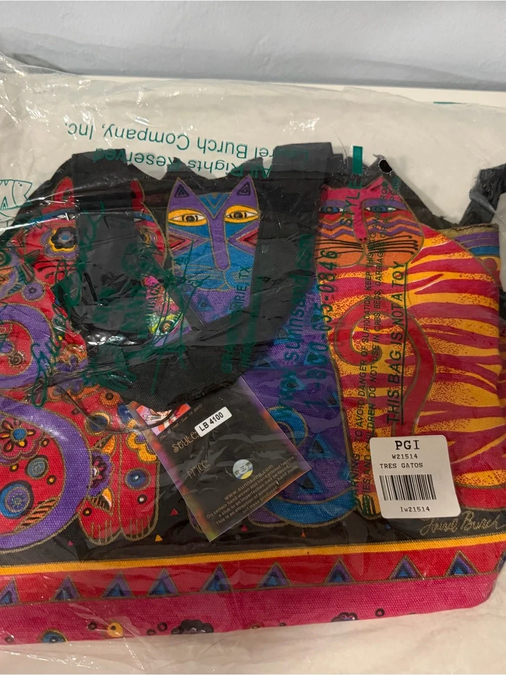 Colorful Cat Tote Bag by Laurel Burch - Tres Gatos